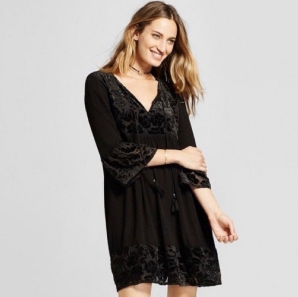 Little Black Dress with burn out velvet